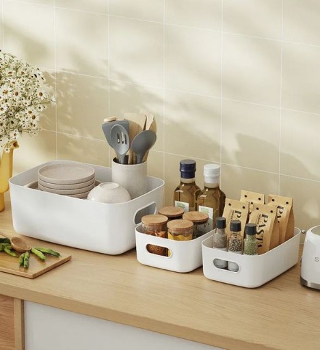 NÁDOBNÝ KOŠÍK JOY organizér na korenie 23x15,5x10 BIELY