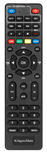 Diaľkové ovládanie dekodéra Kruger & Matz DVB-T2 TV tuner KM0550 KM0550A KM0550B KM0550C
