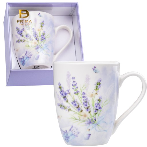 PORCELÁNOVÝ hrnček s rúčkou NA KÁVU A ČAJ DARČEK 320ml LEVANDUĽA