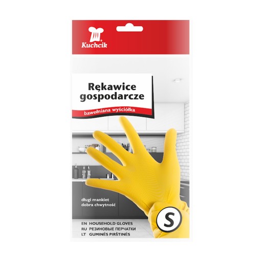 Vločkované gumené domáce rukavice, žltá S