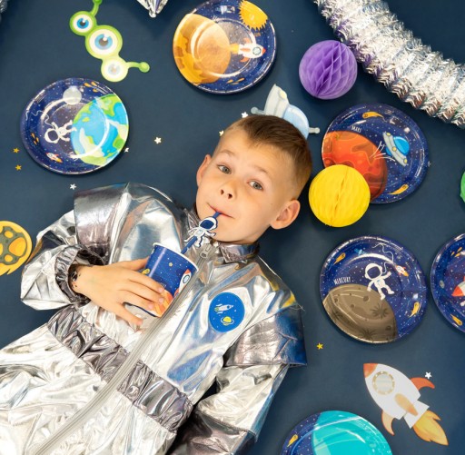 Papierové taniere COSMOS Rocket Planets Moon Birthday Party 18cm 8ks