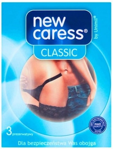 NOVÉ kondómy CARESS CLASSIC, 3 klasické kusy
