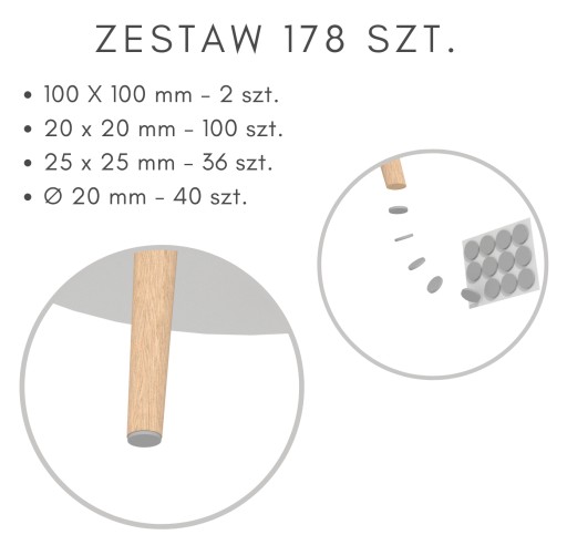 Plsťové podložky, plsť na nábytok, sada 178 ks.