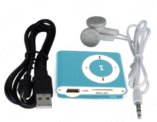 MP3 PREHRÁVAČ Čítačka kariet až do 32 GB MODRÁ slúchadlá