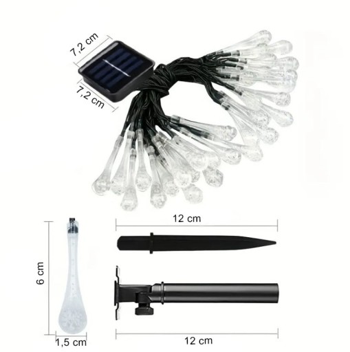 SOLAR GARLAND LED záhradné svetelné girlandy na balkón, 40 žiaroviek, 6 m