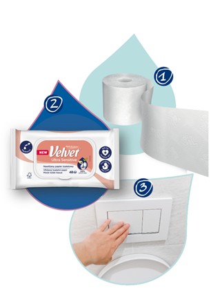 Velvet Moistened vlhký toaletný papier Ultra Sensitive 48 kusov