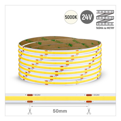 COB STRIP 320LED/M IP20 5000K fotografická farba 6W/m 24VDC / 1 METER 3 roky