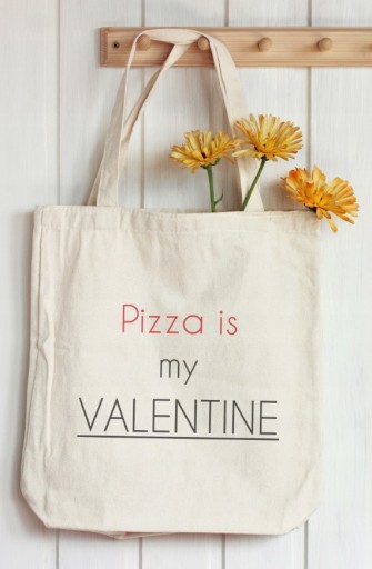Bavlnená taška 38x42 PIZZA JE MOJ VALENTÍN 145g