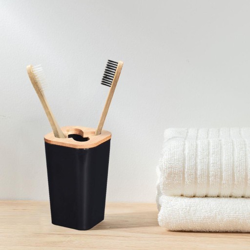 KÚPEĽŇOVÝ hrnček na zubné kefky, BLACK BAMBOO LOFT