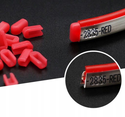 2x Koncovka NEON FLEX 8x16mm ČERVENÁ