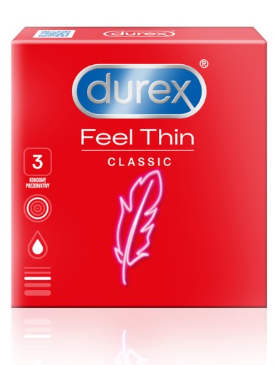 Tenké kondómy Durex Feel Thin Regular Fit, 3 kusy