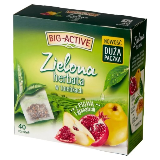 BIG ACTIVE zelený čaj QUINCE Granátové jablko 40 VRECOV