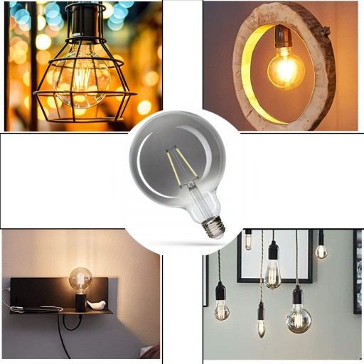 VEĽKÁ LED ŽIAROVKA FILAMENTOVÁ LED EDISON RETRO 8W E27 G125 TEPLÁ BIELA