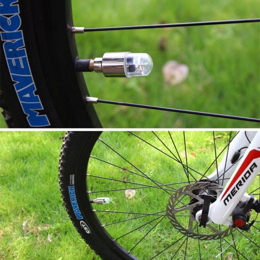 ČIAPKY CYKLISTICKÝCH VENTILOV, ŽIARIACE LED, FAREBNÝ RGB BICYKEL AG190C