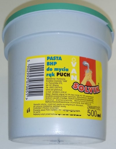 SOLVIK BHP piesková pasta 0,5 kg - efektívne čistenie rúk