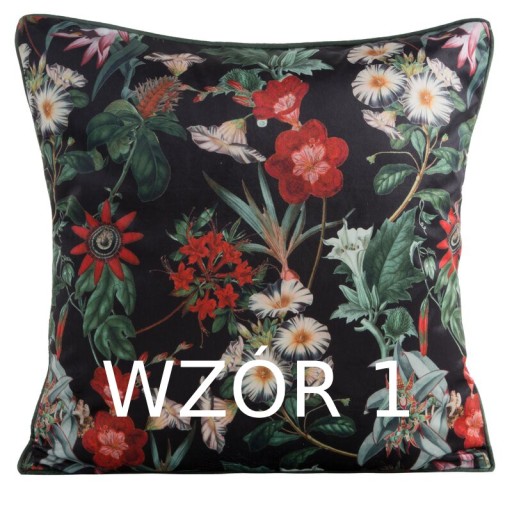 Zamatová obliečka na vankúšik s motívom kvetov 45x45 cm - Premium zamat na zips