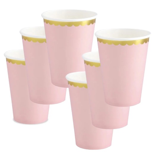 Poháre Papierové poháre RUŽOVÉ ZLATÉ 220ml