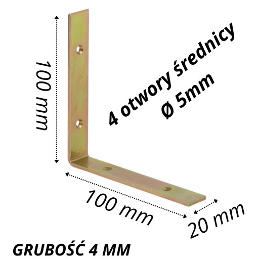 Oceľová uhlová konštrukčná spojka úzke uhly 100 x 100 x 20 mm