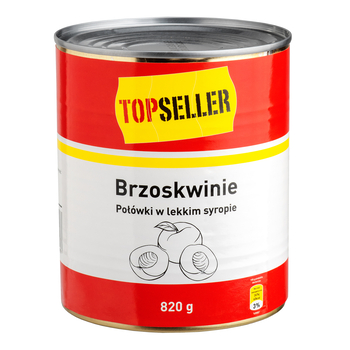 Polovičky broskýň v light sirupe 820g TOPS.