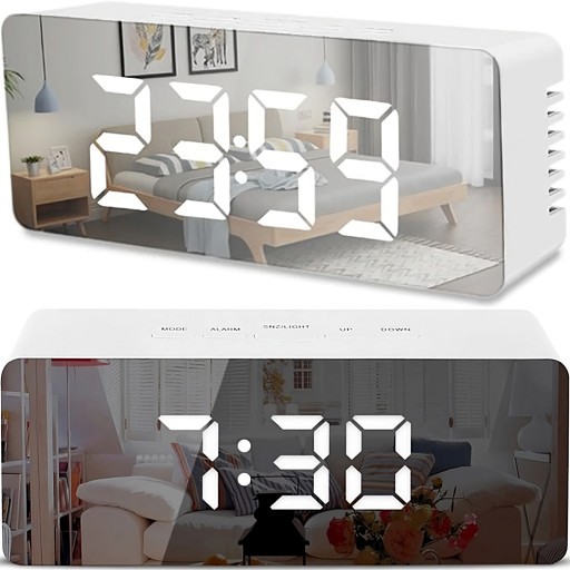 BUDÍK ELEKTRONICKÉ HODINY TEPLOMER ZRKADLO LED