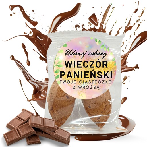 Sušienka šťastia s okrúhlou nálepkou Slepačia párty 1 ks, čokoláda
