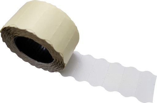 Páska pre jednoradový etiketovací stroj, 26x12mm, biele vlnité etikety, cena 5 ks
