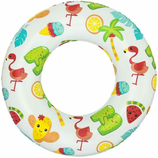 Krúžok na plávanie 61cm, mix 2 prevedení: Ovocie, Plameniaky