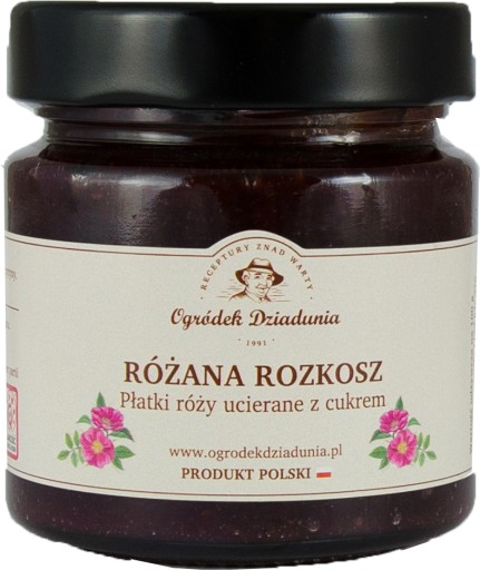 LÍSTEČKY RUŽÍ PLETENÉ S CUKROM, JEMNÉ S CITRÓNOM 240g Ogródek Dziadunia