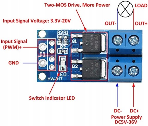 PWM DC CONTROLLER 400W 15A 36V MOSFET HW-517 MODUL ARDUINO