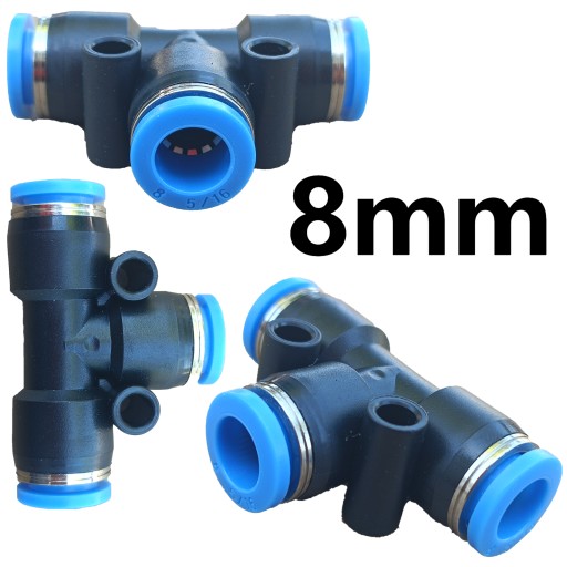 Konektor T-tee Pneumatický Zásuvný rozbočovač fi 8mm PE 8