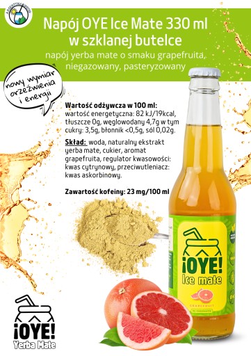 OYE ICE MATE yerba maté nápoj 330 ml grapefruit