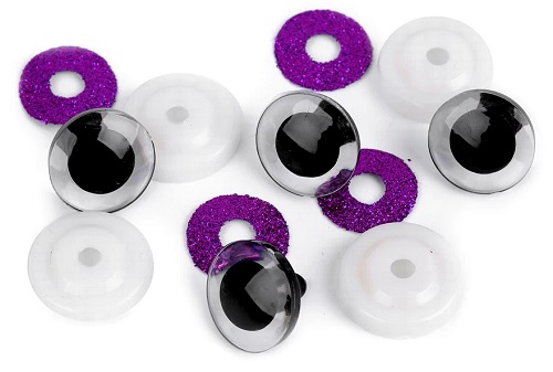 Trblietavé oči pre hračky maskota 25 mm FIALOVÁ