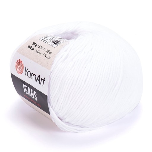 Priadza YarnArt Jeans 62 optická biela 50g/160m