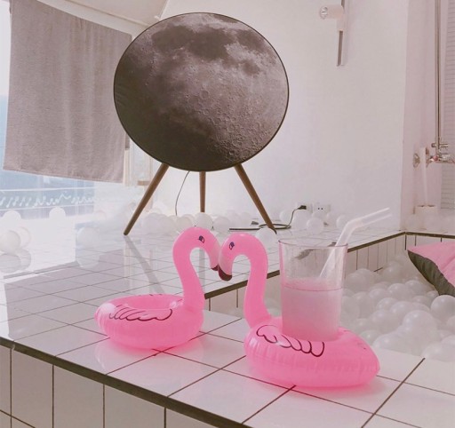 Nafukovací držiak na nápoje hrnček Coaster Flamingo for Water Drinks Pink