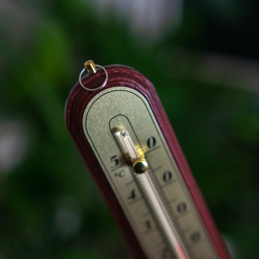 Drevený izbový teplomer, zlatá stupnica -10 až +50°C