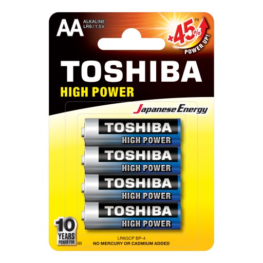 4x alkalické batérie TOSHIBA FINGERS LR6 AA