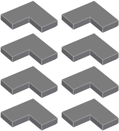 LEGO dlaždice 2x2 roh tmavosivá DBG 6247784 14719 - 8ks