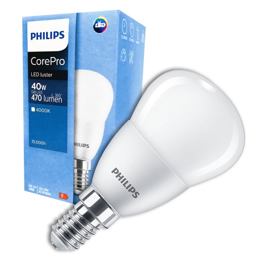 LED žiarovka svetelný zdroj BALL E14 470lm P45 5W 2700K CorePro PHILIPS
