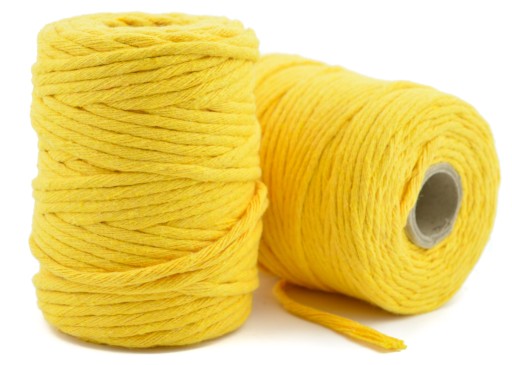 Macrame bavlnená šnúrka 5mm 50m žltá