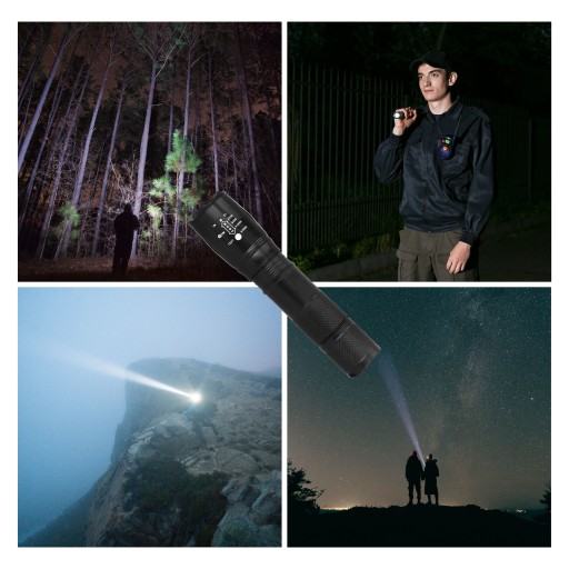 VOJENSKÁ DOBÍJATEĽNÁ BATERKA taktická LED ZOOM silná 1000lm + puzdro