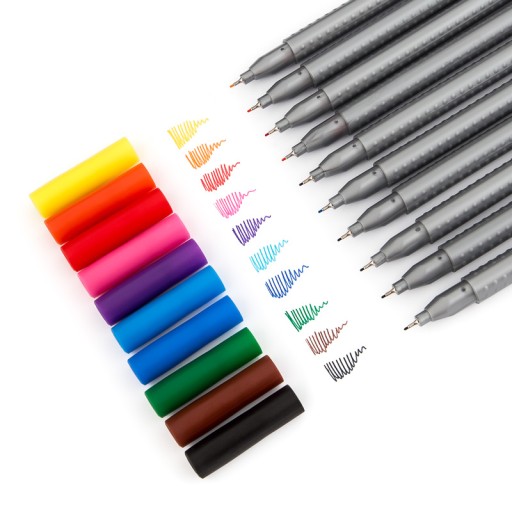 Sada jemných linerov Grip 2010 Faber-Castell v kartónovej krabici, 10 ks.
