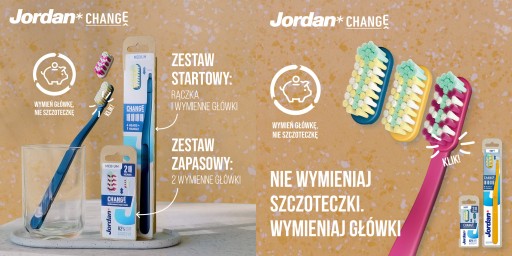 JORDAN CHANGE Náhradné NÁSTROJE na hlavice kefiek MEDIUM medium 2 ks.