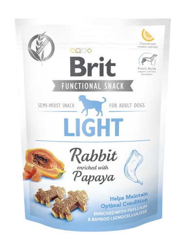 BRIT LIGHT funkčná maškrta pre psov Králik s papája 150g