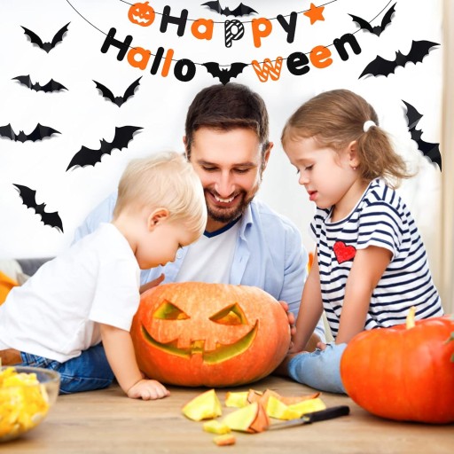 SÚPRAVA HALLOWEENSKÝCH DEKORÁCIÍ HAPPY HALLOWEEN NETOPIEROV