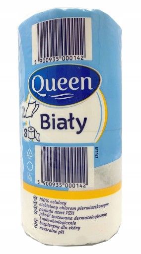 Neparfumovaný biely 2-vrstvový toaletný papier Queen 8 roliek