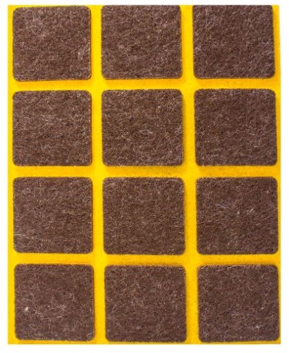 Samolepiace plstené podložky hnedé 28x28 12 ks