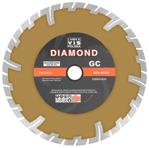 DIAMANTOVÉ BETÓNOVÉ KOTÚČOVÉ KOČKY 230 x 22,2 mm HĹBKOVÉ REZANIE