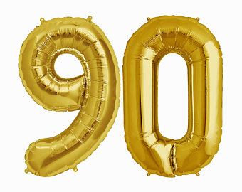 VEĽKÝ Fóliový balón Číslo 90 zlatý 100 cm NARODENINY