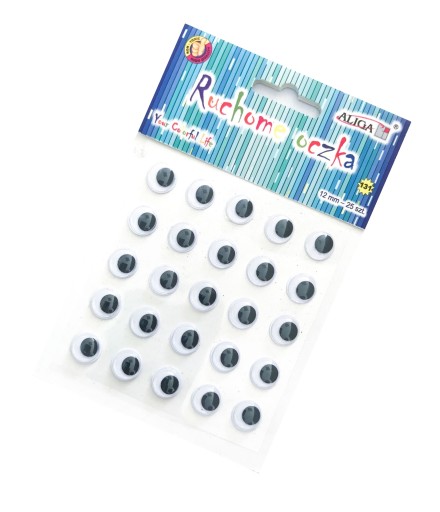 Pohyblivé oči Eyes samolepiace dekoratívne prvky 12 mm 25 kusov