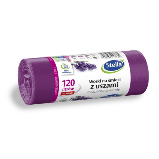 Vrecia na odpadky s levanduľovými rúčkami 120l/10ks - Stella